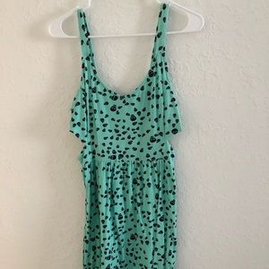 Mint green and black skull skater dress